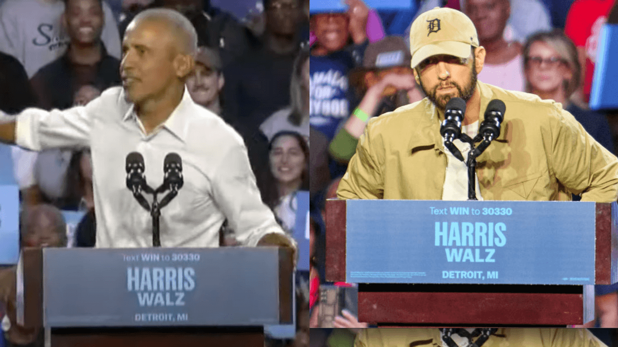 Screenshot of Barack Obama; Eminem