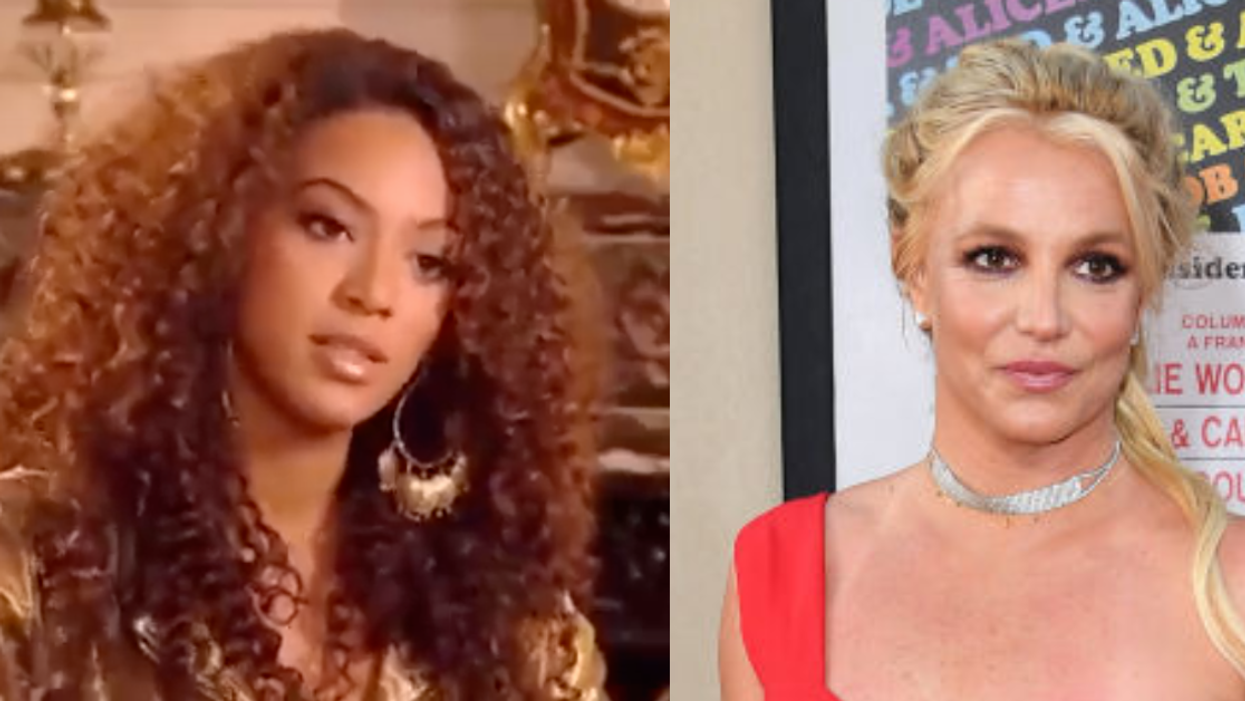 Screenshot of Beyoncé from interview; Britney Spears