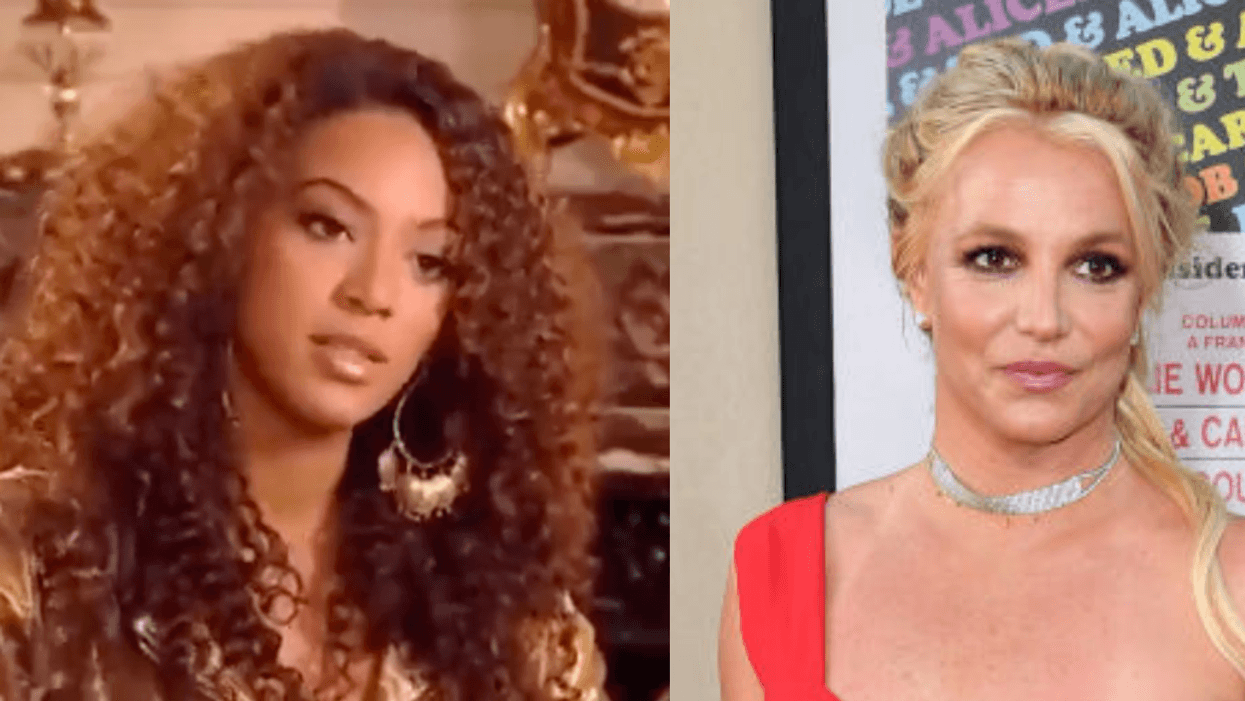 Screenshot of Beyoncé from interview; Britney Spears