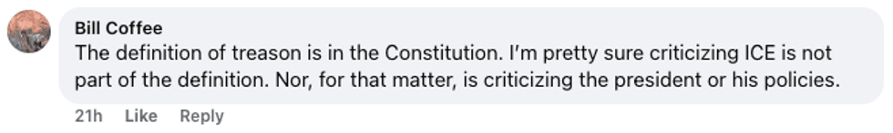 Screenshot of Bill Coffee's post