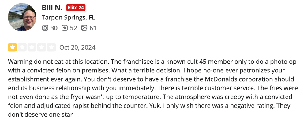 Screenshot of Bill N.'s Yelp review