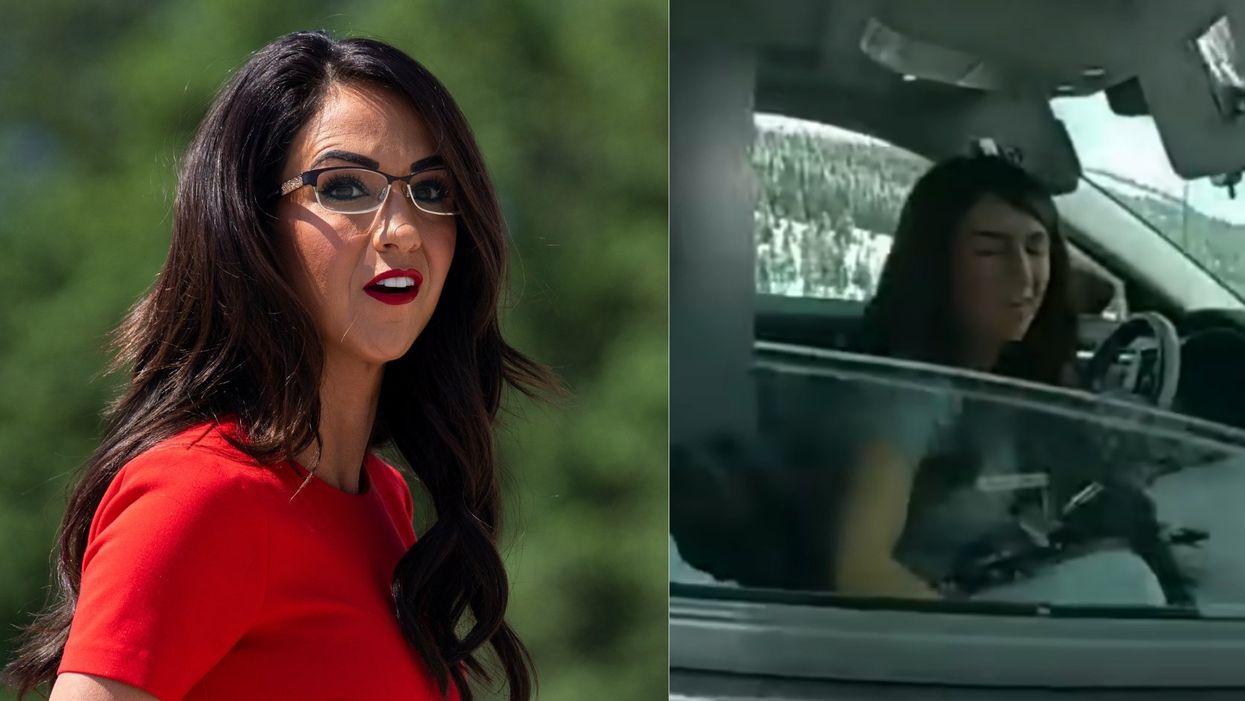 Screenshot of bodycam footage as Lauren Boebert is stopped for speeding