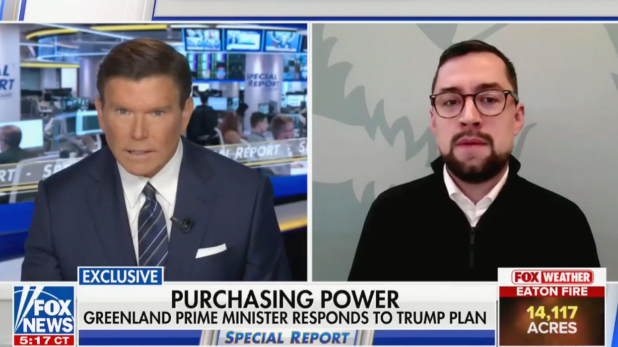 Screenshot of Bret Baier and Mute Egede