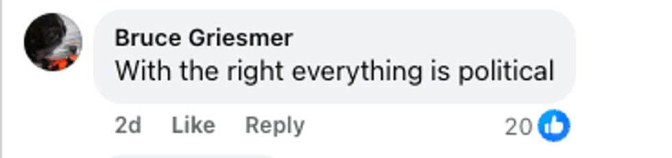 Screenshot of Bruce Griesmer's post