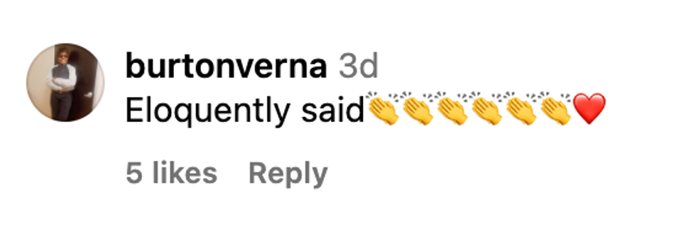 Screenshot of @burtonverna's post