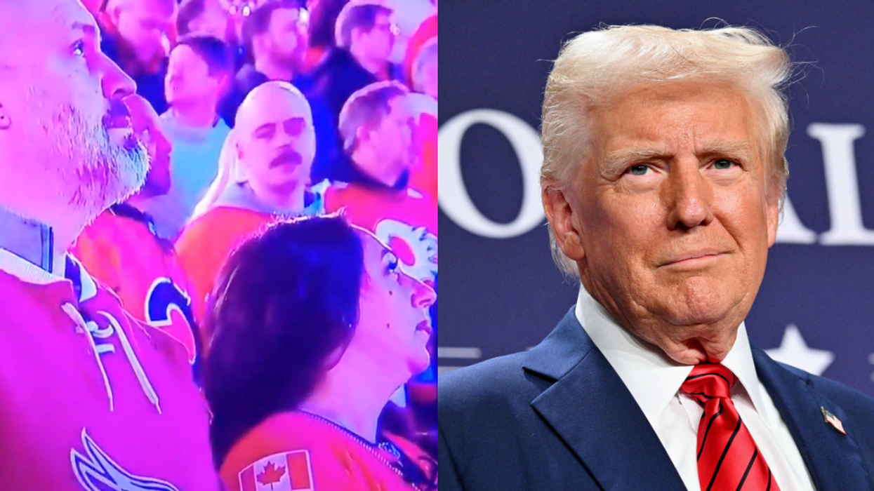 Screenshot of Canadian NHL fans; Donald Trump