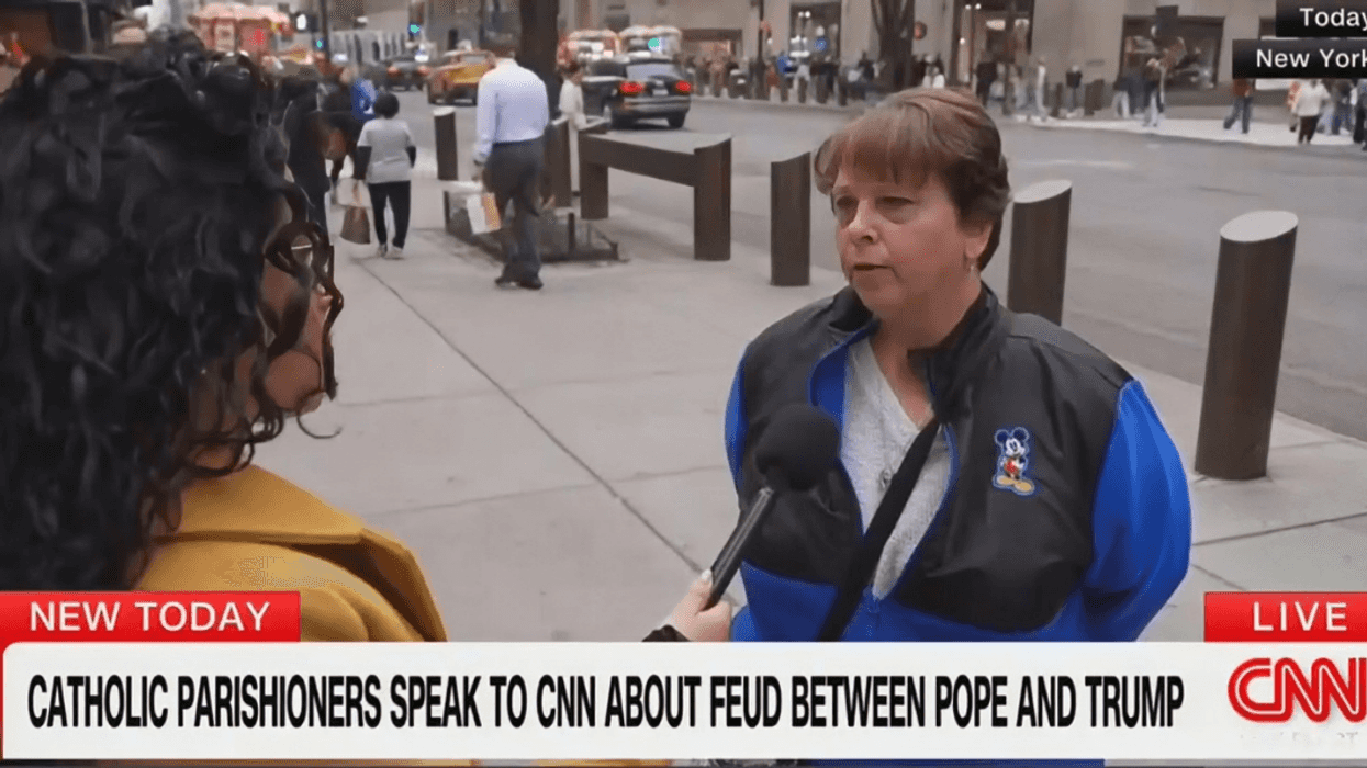 screenshot of CNN on the street interview with Catholic Trump voter