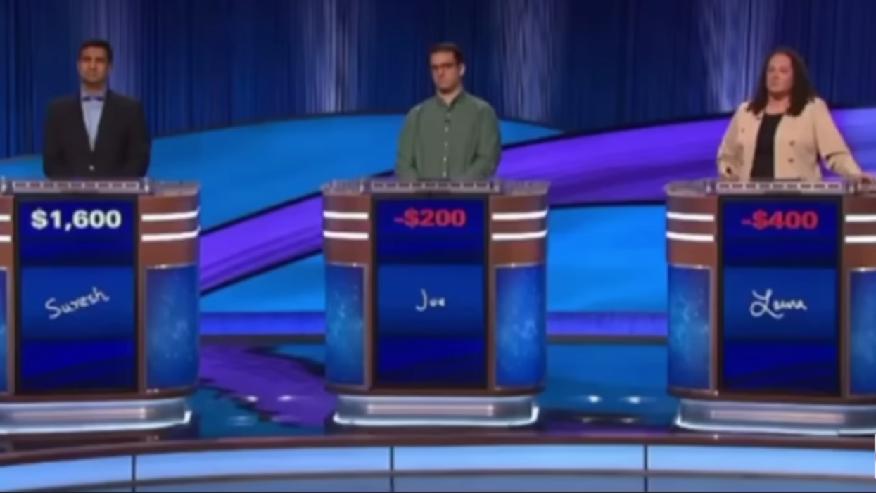 Screenshot of contestants on Jeopardy