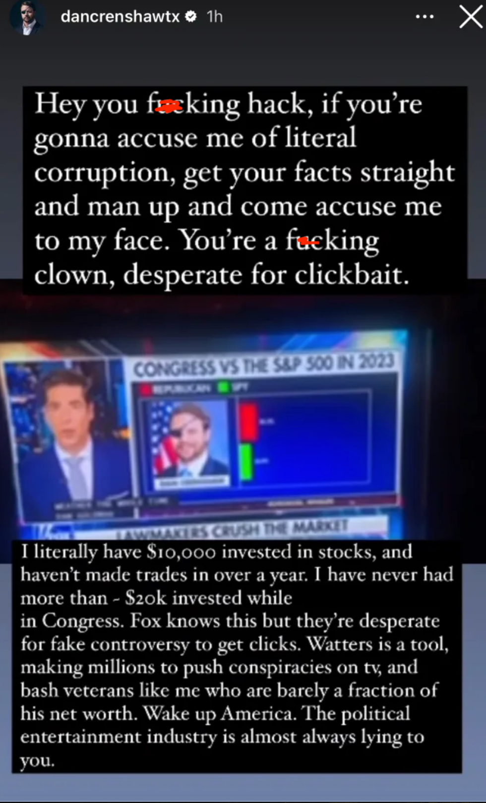 Screenshot of Dan Crenshaw's post