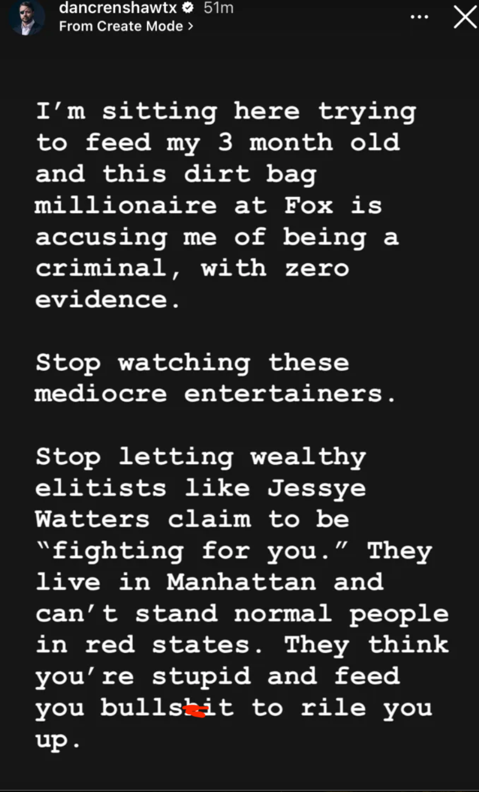 Screenshot of Dan Crenshaw's post