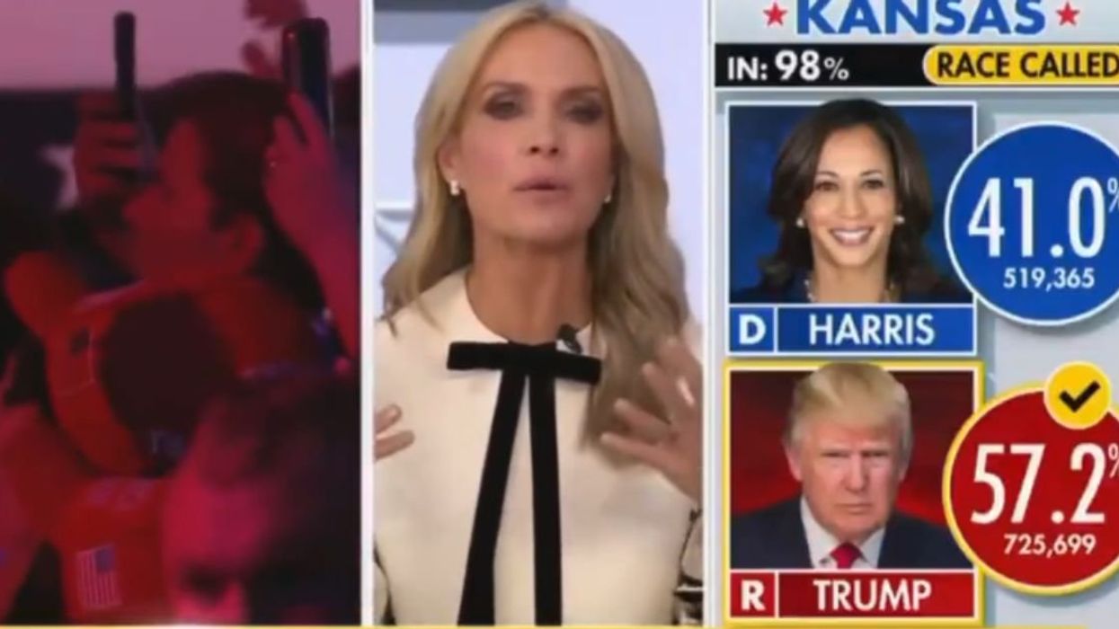 Screenshot of Dana Perino from Fox News showing Donald Trump's lead over Kamala Harris