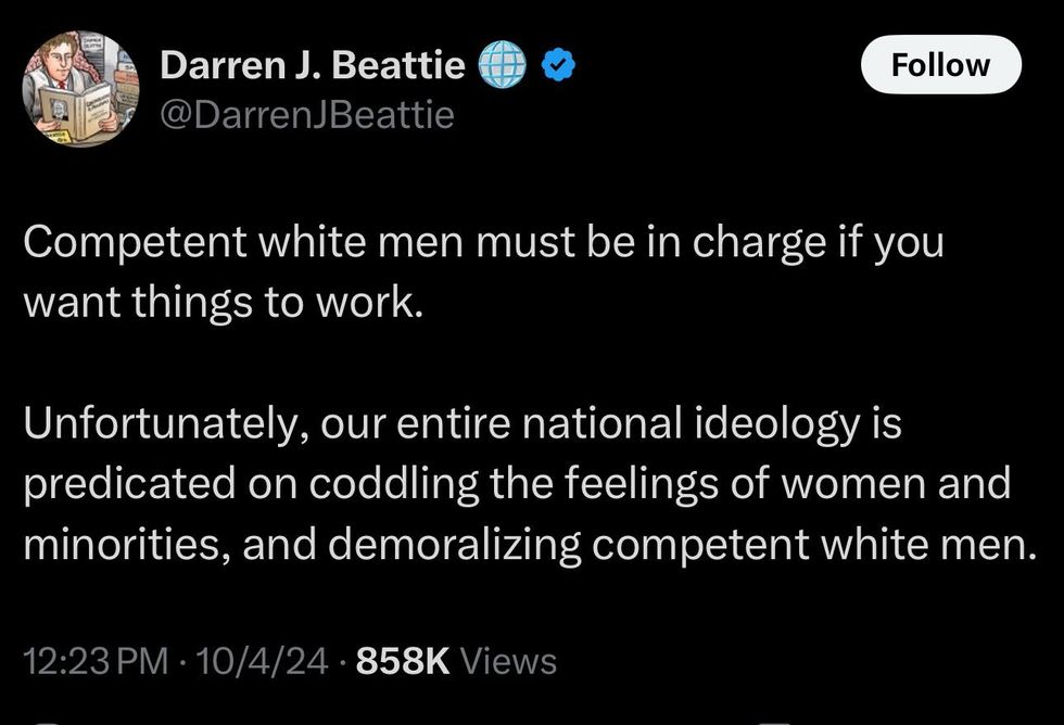 Screenshot of Darren Beattie's post