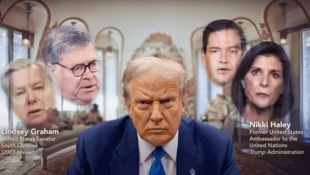 Screenshot of Donald Trump and "friends" from anti-Trump ad