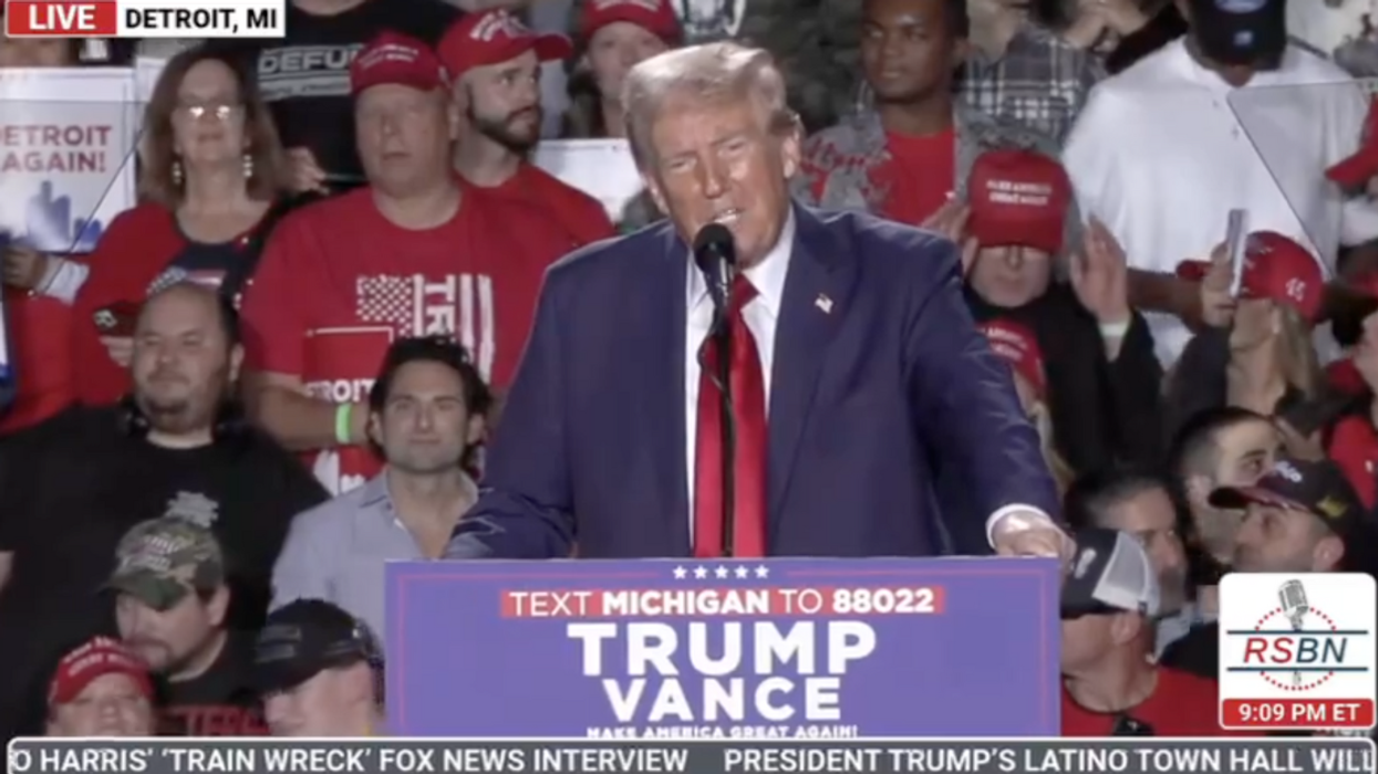 Screenshot of Donald Trump at Detroit rally