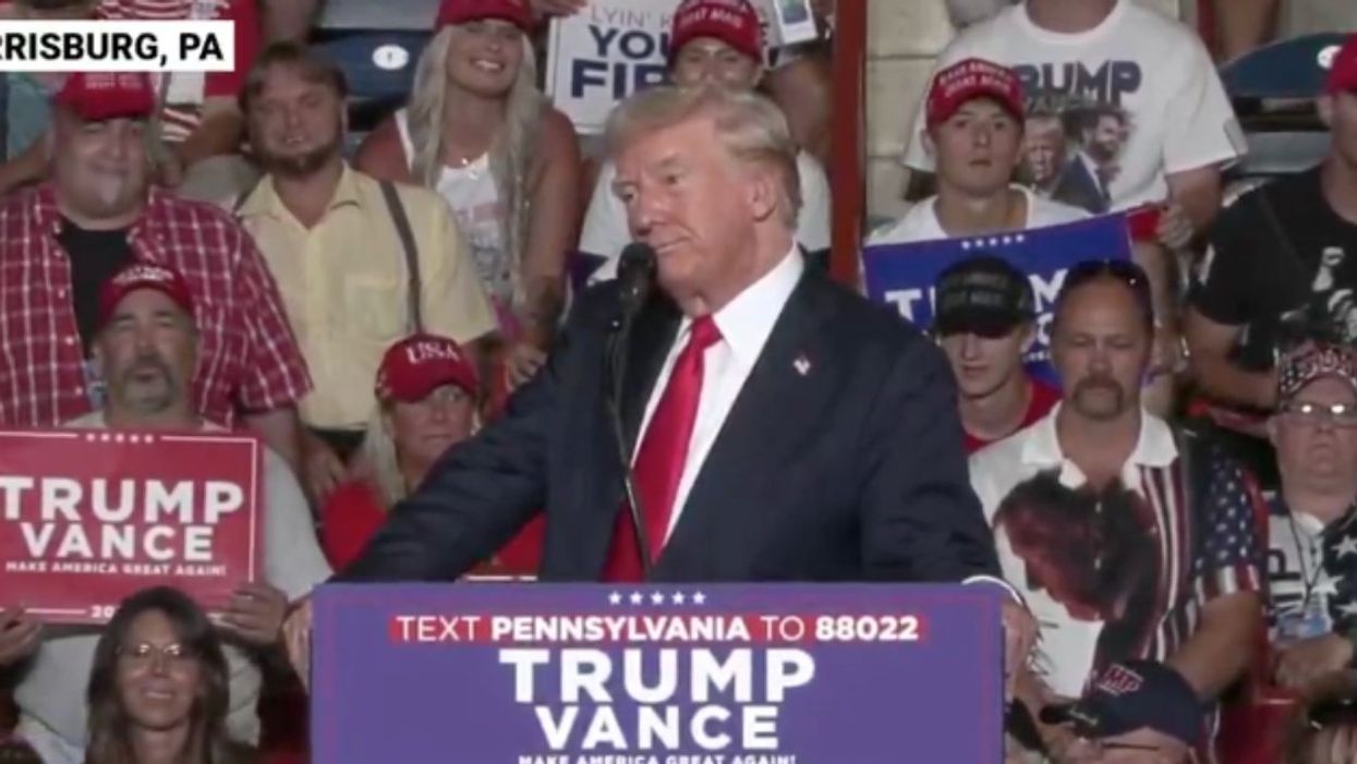 Screenshot of Donald Trump at Harrisburg rally