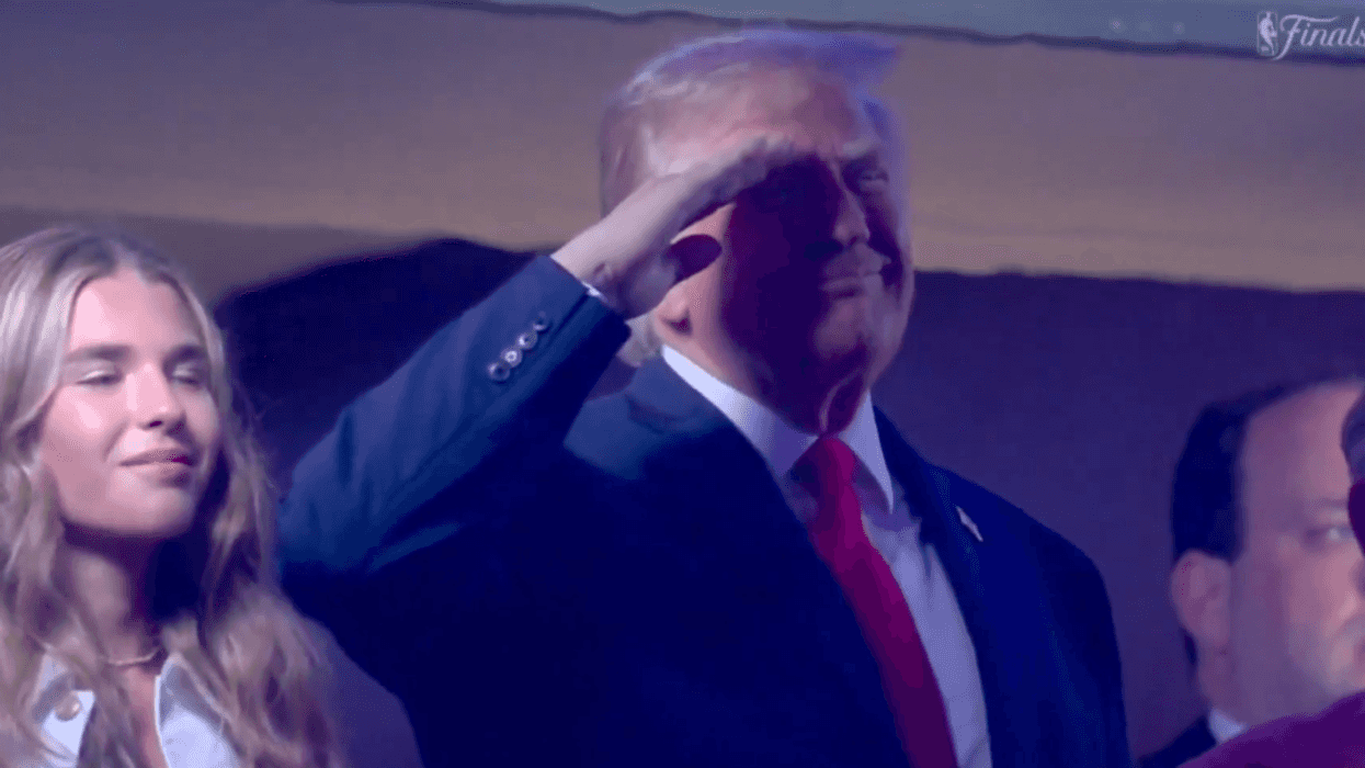 Screenshot of Donald Trump at NBA finals