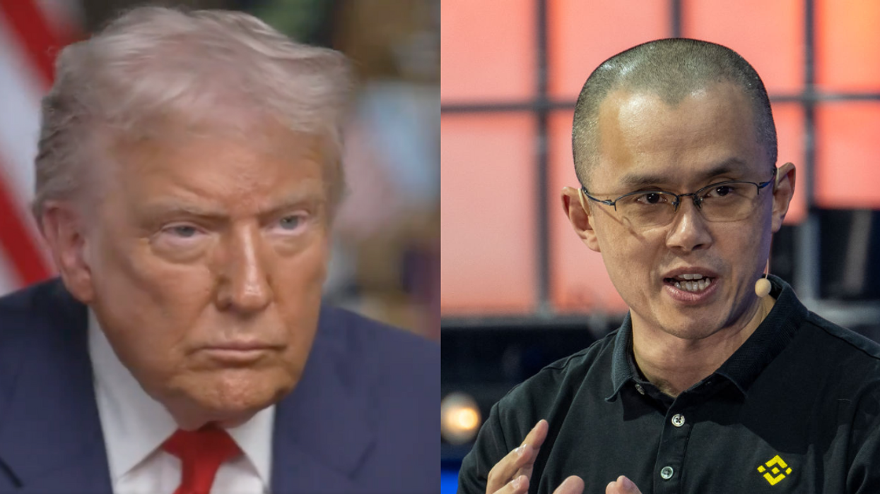 Screenshot of Donald Trump; Changpeng Zhao