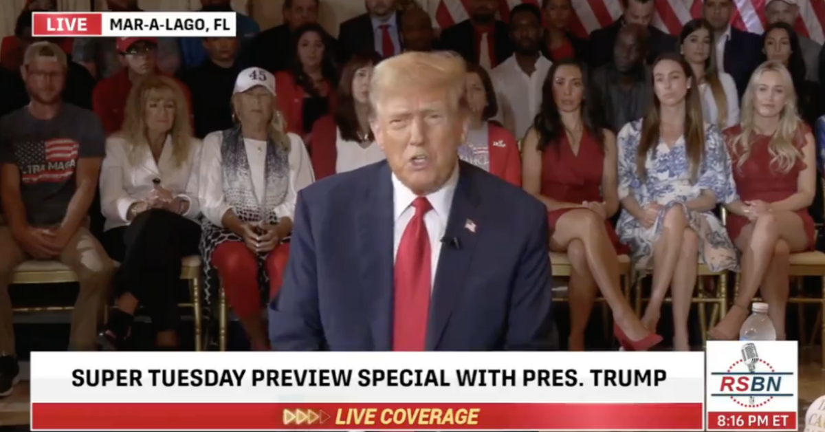 Screenshot of Donald Trump during Mar-a-Lago rally
