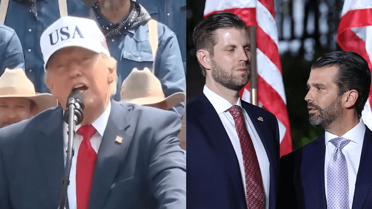 Screenshot of Donald Trump; Eric Trump and Donald Trump Jr.