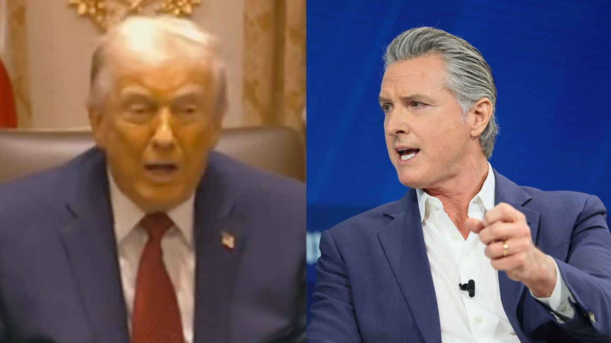 Screenshot of Donald Trump; Gavin Newsom