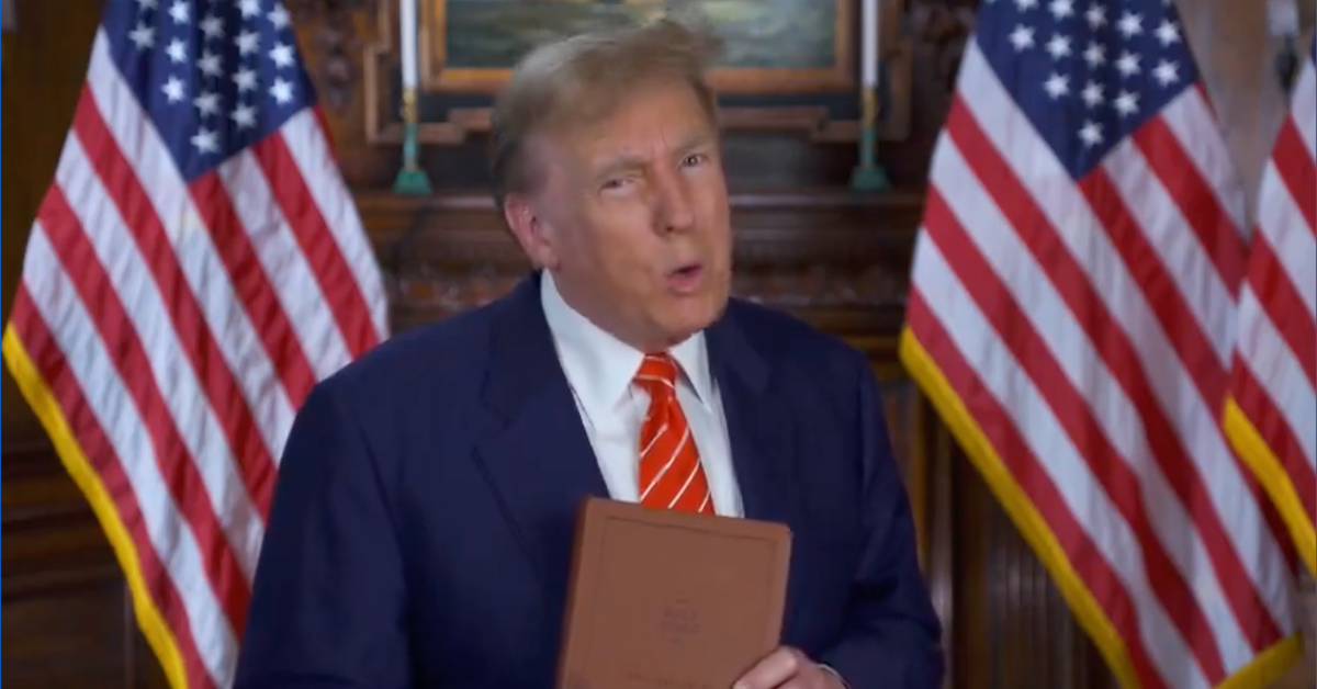 Screenshot of Donald Trump hawking themed Bible