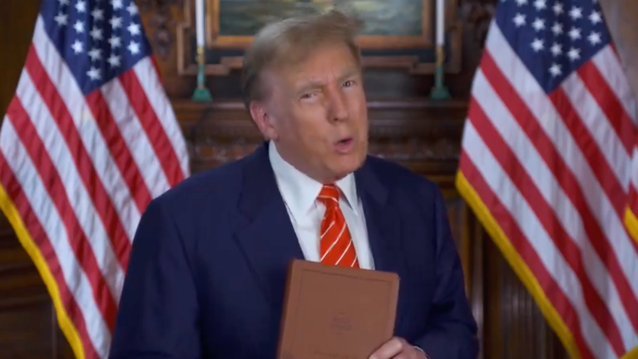 Screenshot of Donald Trump hawking themed Bible