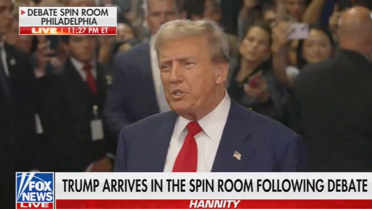 Screenshot of Donald Trump in the spin room following the presidential debate