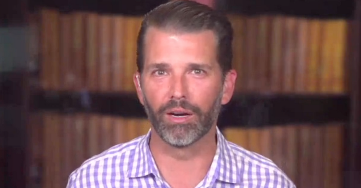 Screenshot of Donald Trump Jr. during his "Triggered" podcast