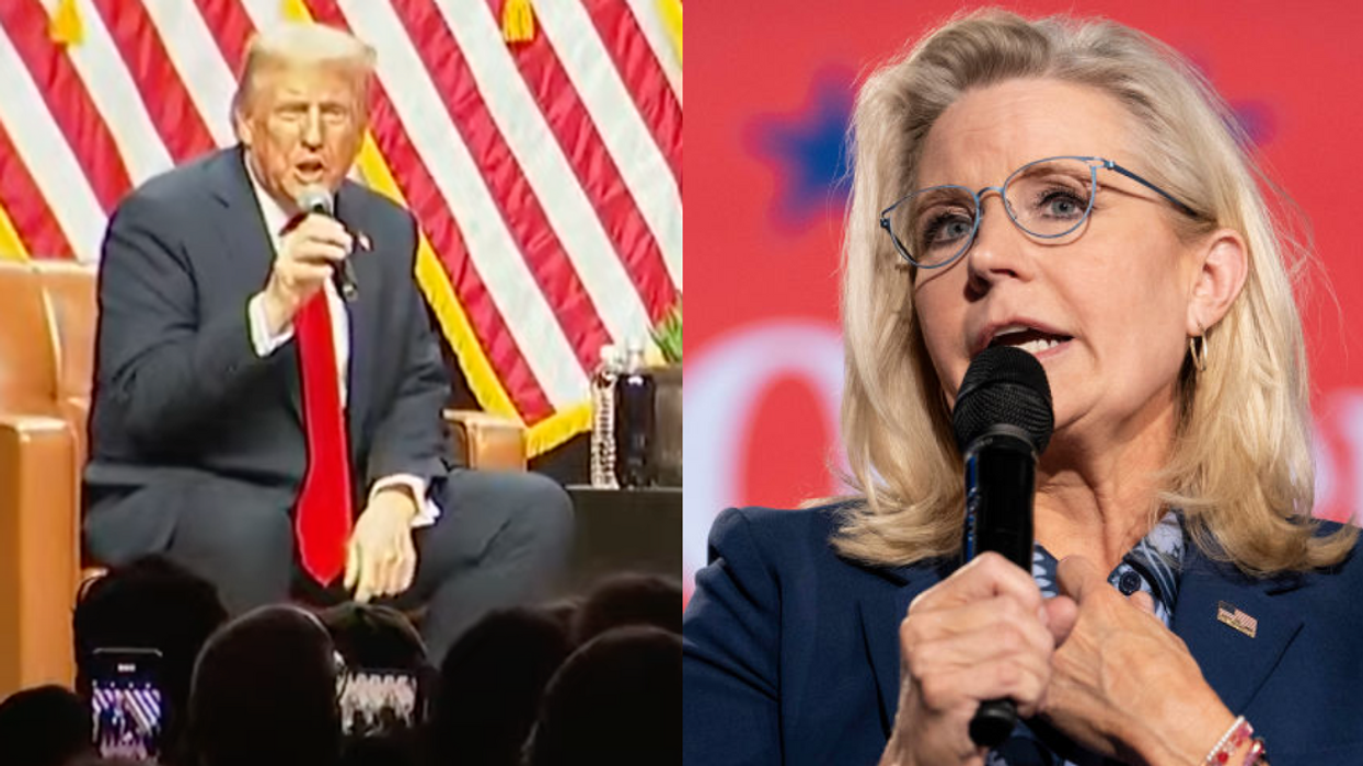 Screenshot of Donald Trump; Liz Cheney