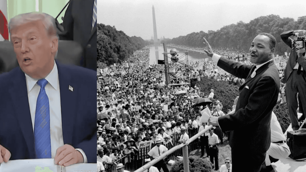 Screenshot of Donald Trump; Martin Luther King during the 1963 March on Washington