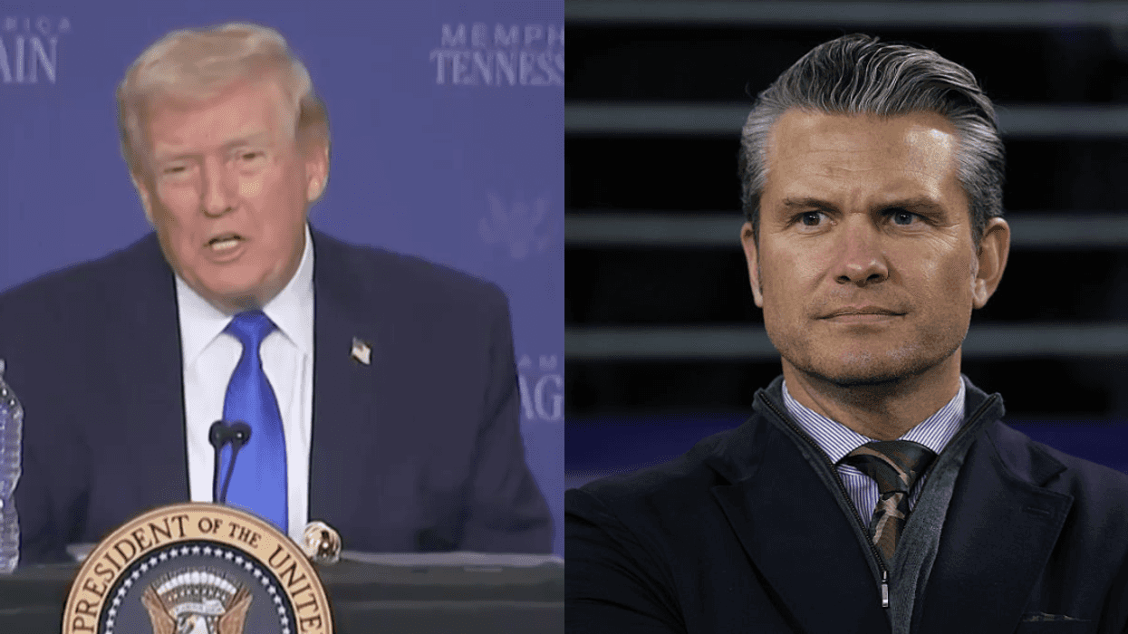 Screenshot of Donald Trump; Pete Hegseth