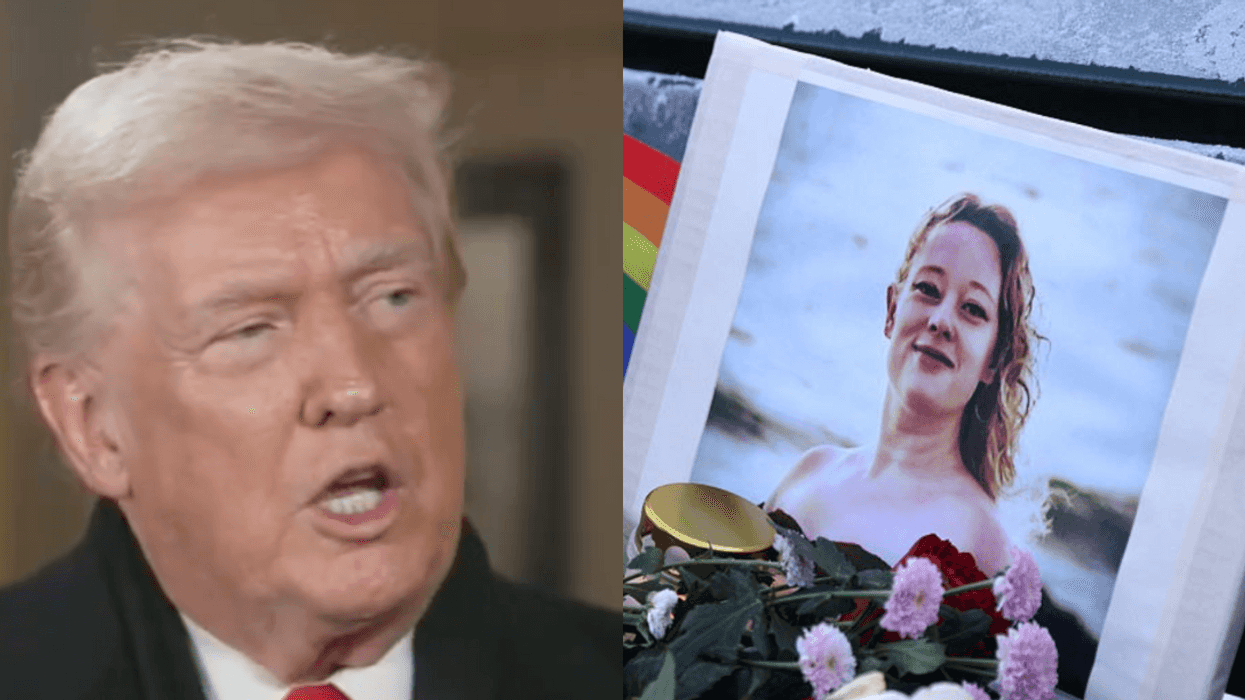 Screenshot of Donald Trump; Renee Nicole Good picture from memorial