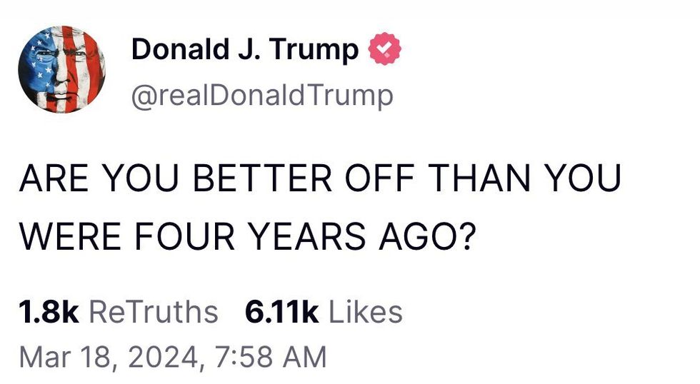 Screenshot of Donald Trump's post on Truth Social