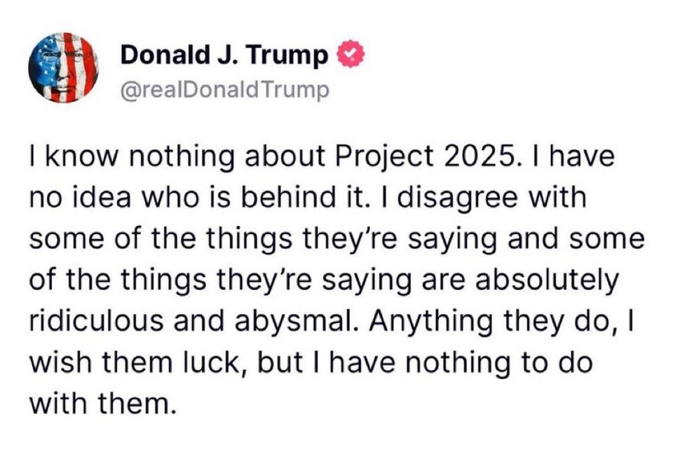 Screenshot of Donald Trump's post on Truth Social