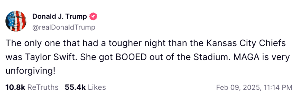 Screenshot of Donald Trump's post on Truth Social