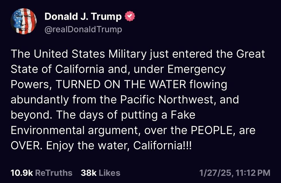 Screenshot of Donald Trump's post