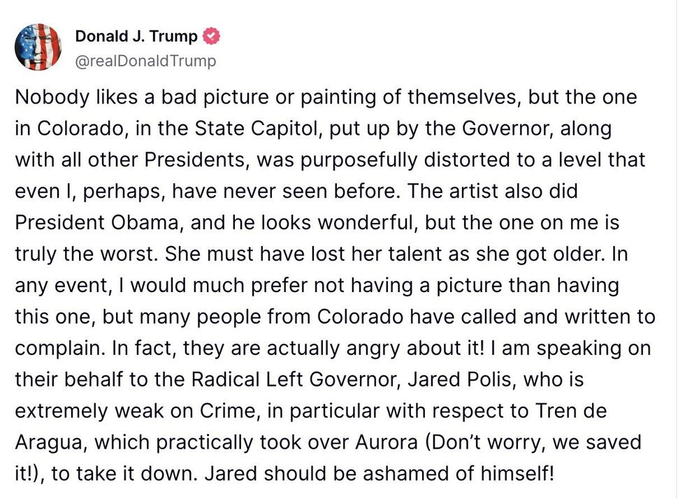 Screenshot of Donald Trump's post