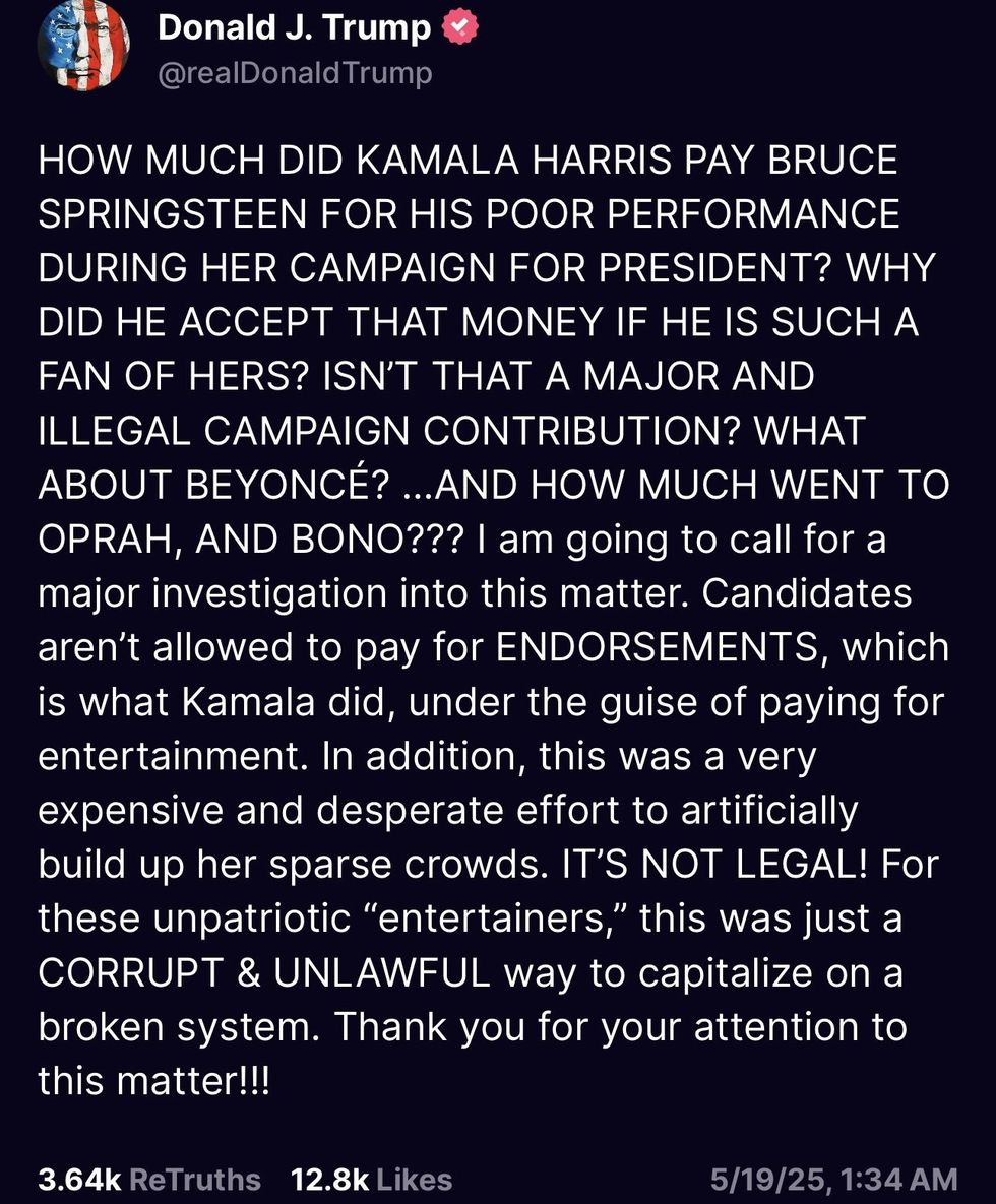 Screenshot of Donald Trump's post