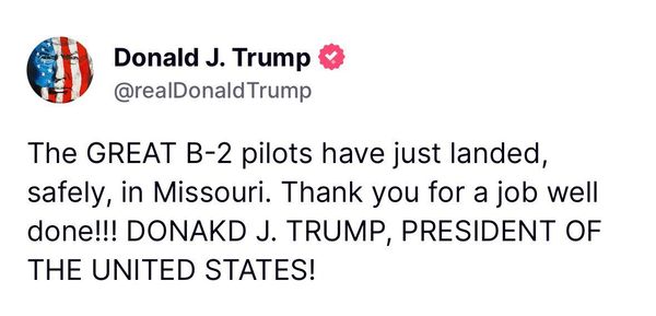 Screenshot of Donald Trump's post