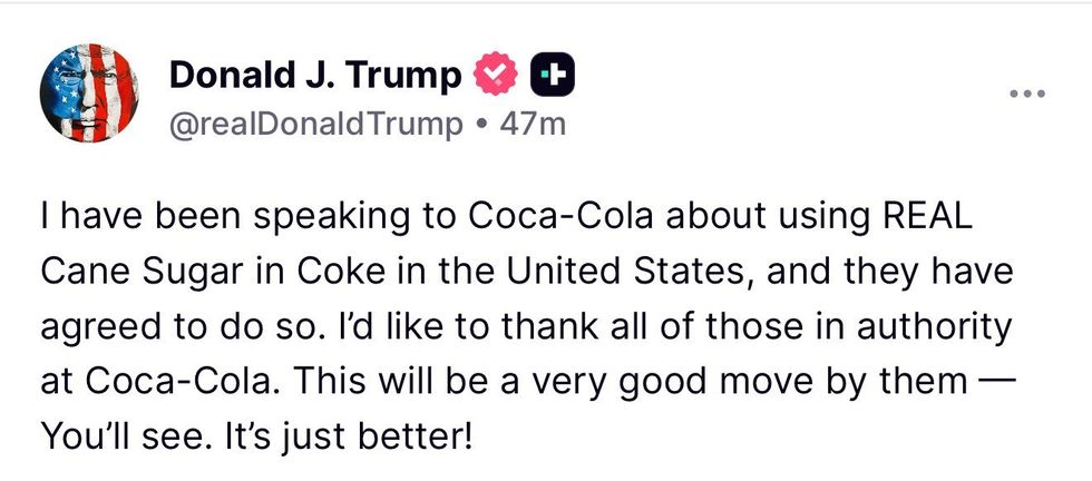 Screenshot of Donald Trump's post