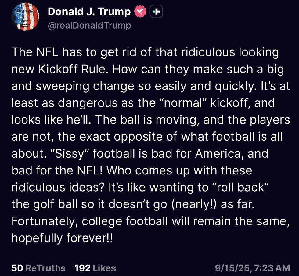 Screenshot of Donald Trump's post