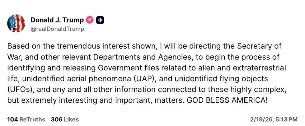 Screenshot of Donald Trump's post