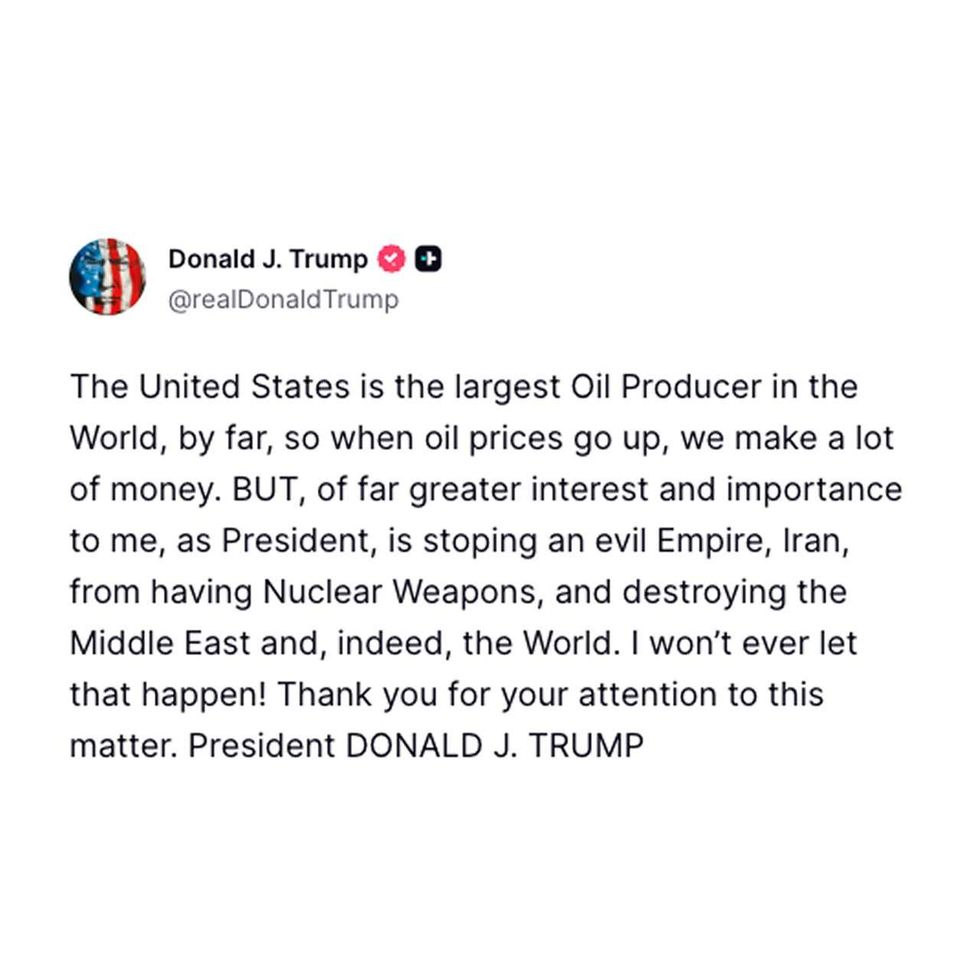 Screenshot of Donald Trump's post