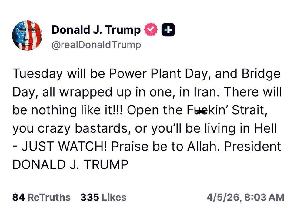 Screenshot of Donald Trump's post