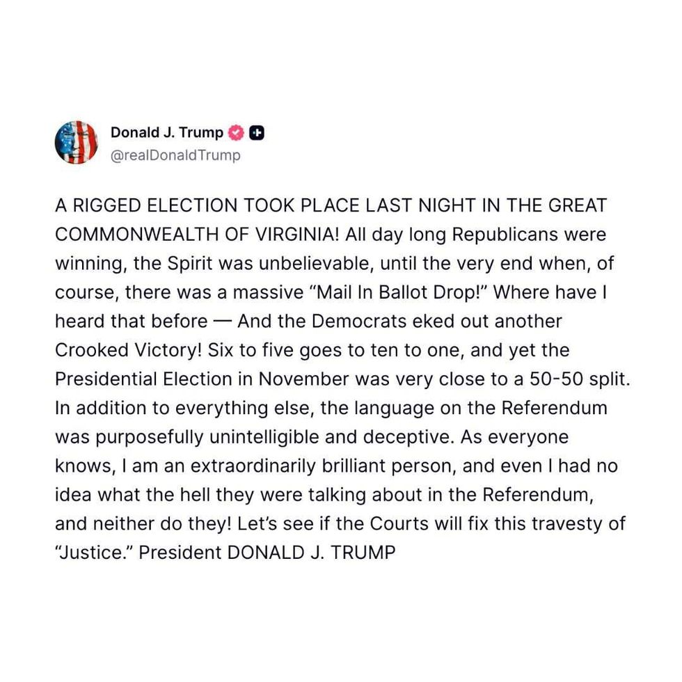 Screenshot of Donald Trump's post