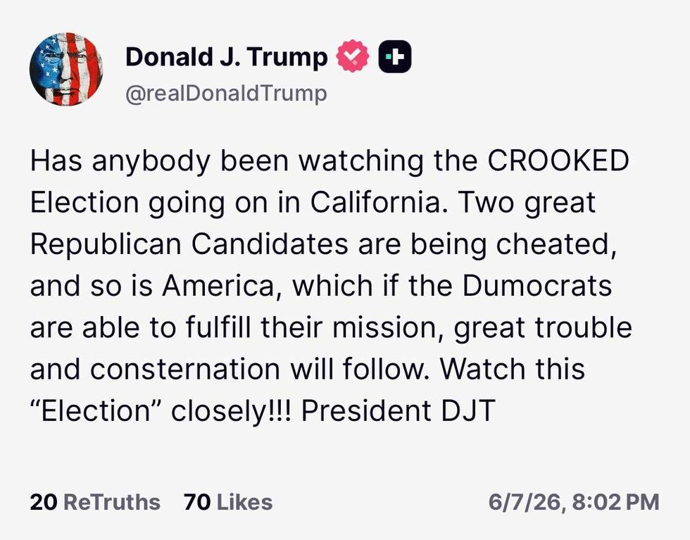 Screenshot of Donald Trump's post