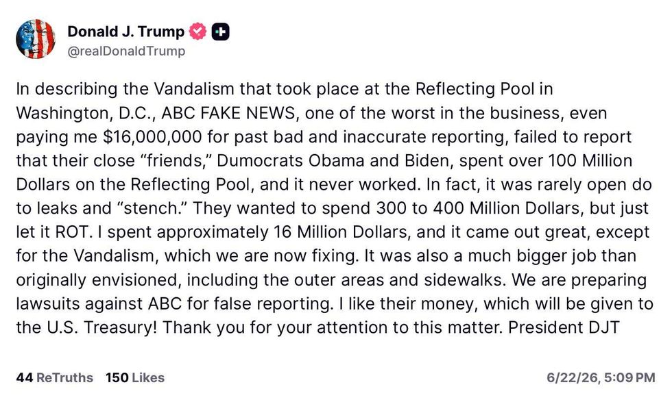 Screenshot of Donald Trump's post