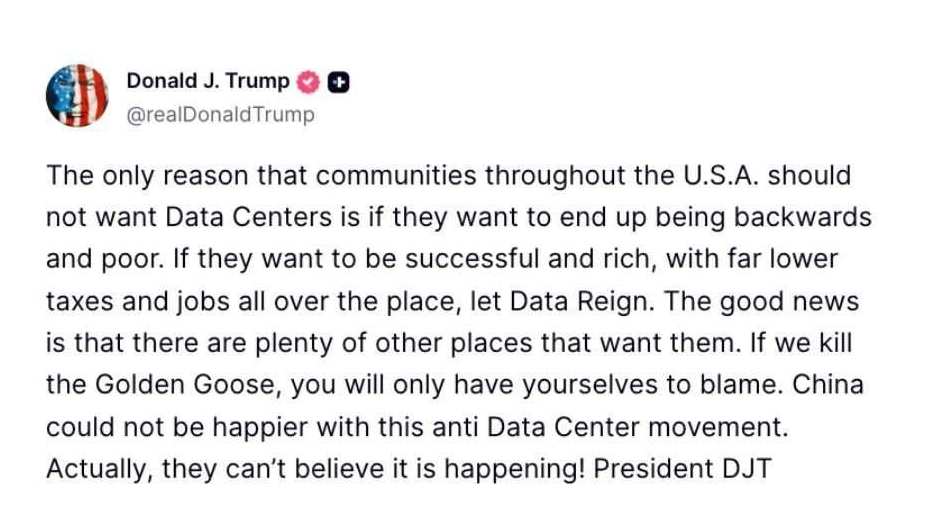 Screenshot of Donald Trump's post