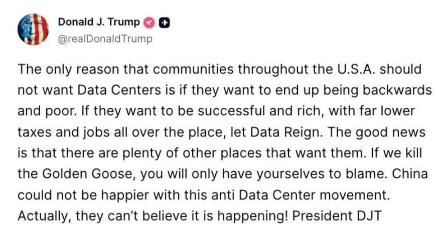 Screenshot of Donald Trump's post