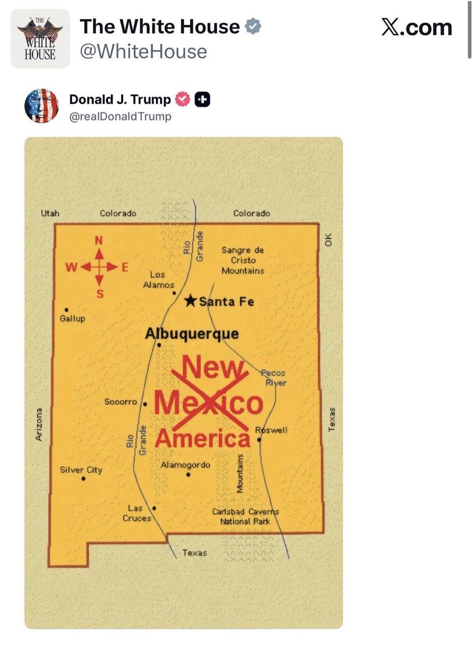 Screenshot of Donald Trump's post